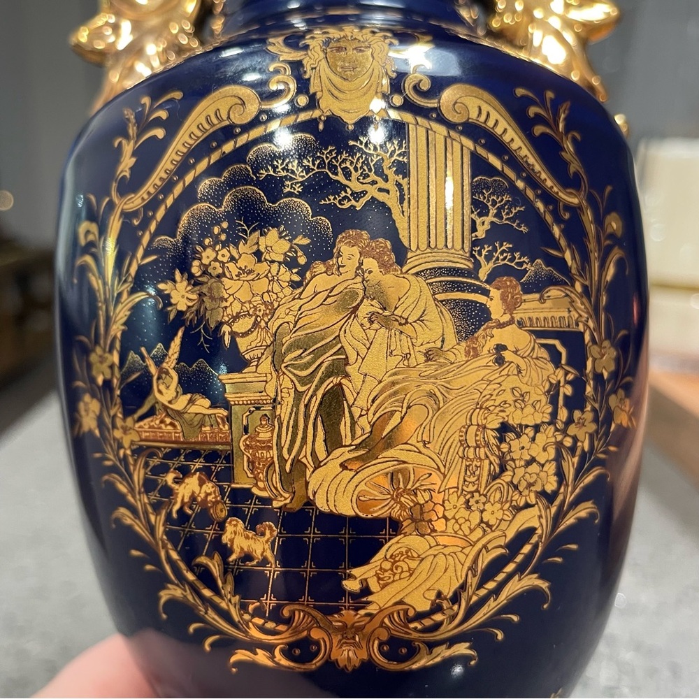 Limoges Royal Blue and Gold Accent Vase - Picture 7 of 12